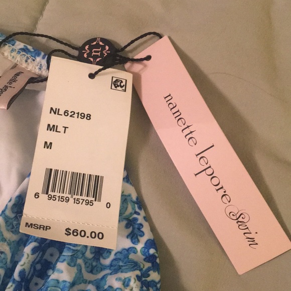 Nanette Lepore NWT sz medium swim bottoms blue - Picture 3 of 3